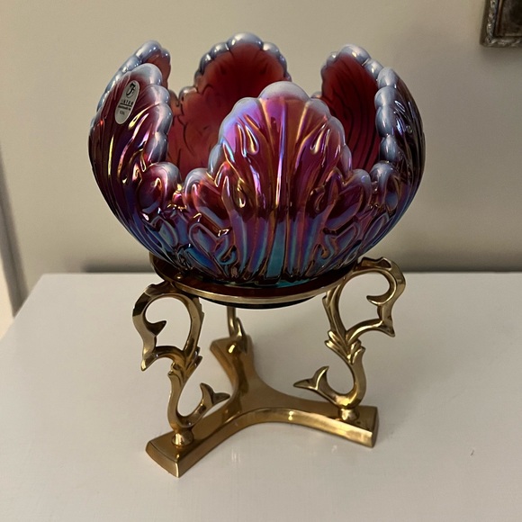 Fenton Other - Fenton vintage glass plum opalescent with gold stand